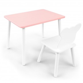 Детский комплект стол и стул «Мишка» Rolti Baby (розовый/белый, массив березы/мдф) в Кудымкаре - kudymkar.ok-mebel.com | фото