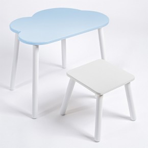 Детский комплект стол ОБЛАЧКО  и табурет Rolti Baby (голубая столешница/белое сиденье/белые ножки) в Кудымкаре - kudymkar.ok-mebel.com | фото