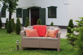 Диван пластиковый Корфу (Corfu love seat) капучино - песок в Кудымкаре - kudymkar.ok-mebel.com | фото 3