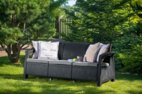 Диван пластиковый Корфу Макс (Corfu love seat max) графит в Кудымкаре - kudymkar.ok-mebel.com | фото 2