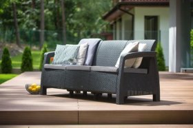 Диван пластиковый Корфу Макс (Corfu love seat max) графит в Кудымкаре - kudymkar.ok-mebel.com | фото 3