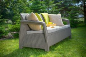 Диван пластиковый Корфу Макс (Corfu love seat max) капучино - песок в Кудымкаре - kudymkar.ok-mebel.com | фото 3