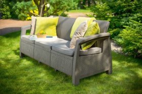 Диван пластиковый Корфу Макс (Corfu love seat max) капучино - песок в Кудымкаре - kudymkar.ok-mebel.com | фото 4