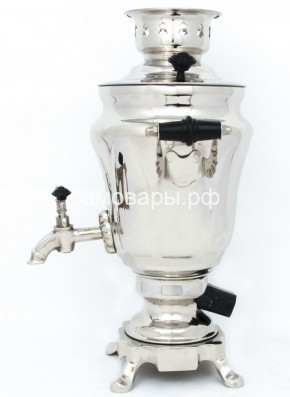 Электрический самовар из латуни никелированный на 1,5 литра форма "Тюльпан" с защитой от выкипания в Кудымкаре - kudymkar.ok-mebel.com | фото 1