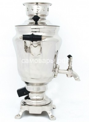 Электрический самовар из латуни никелированный на 1,5 литра форма "Тюльпан" с защитой от выкипания в Кудымкаре - kudymkar.ok-mebel.com | фото 3