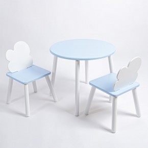 Комплект детский стол КРУГЛЫЙ и два стула ОБЛАЧКО ROLTI Baby (голубая столешница/голубое сиденье/белые ножки) в Кудымкаре - kudymkar.ok-mebel.com | фото