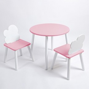 Комплект детский стол КРУГЛЫЙ и два стула ОБЛАЧКО ROLTI Baby (розовая столешница/розовое сиденье/белые ножки) в Кудымкаре - kudymkar.ok-mebel.com | фото