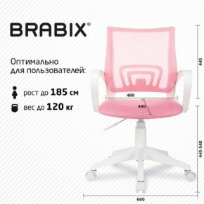 Кресло BRABIX "Fly MG-396W", с подлокотниками, пластик белый, сетка, розовое, 533008 в Кудымкаре - kudymkar.ok-mebel.com | фото 5