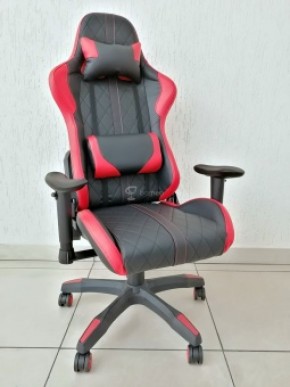 Кресло геймерское Barneo K-52 (черная экокожа красные вставки) в Кудымкаре - kudymkar.ok-mebel.com | фото