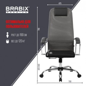 Кресло офисное BRABIX PREMIUM "Ultimate EX-800" хром, плотная двойная сетка Х2, черное/серое, 532912 в Кудымкаре - kudymkar.ok-mebel.com | фото 3