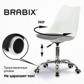 Кресло стул BRABIX "Eames MG-310 CH", хром, пластик белый, ткань серая, 532924 в Кудымкаре - kudymkar.ok-mebel.com | фото 7