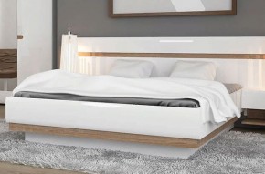 Кровать 160/TYP 94-01 с подъемником, LINATE ,цвет белый/сонома трюфель в Кудымкаре - kudymkar.ok-mebel.com | фото 5