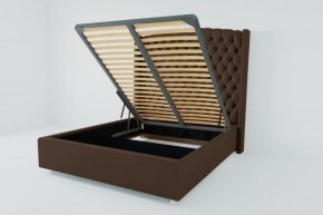 Кровать Берлин ЛЮКС с ПМ 1400 (экокожа коричневая) в Кудымкаре - kudymkar.ok-mebel.com | фото