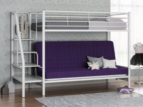 Кровать двухъярусная с диваном "Мадлен-3" (Белый/Фиолетовы) в Кудымкаре - kudymkar.ok-mebel.com | фото