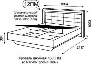 Кровать двуспальная 1.6 с ПМ Люмен 12 в Кудымкаре - kudymkar.ok-mebel.com | фото