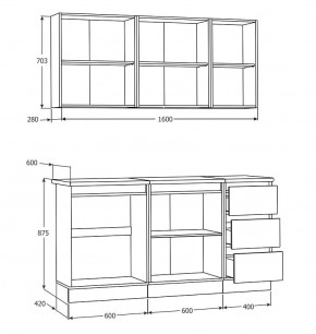 Кухня Хилтон 1.6 м (Белый текстурный/Дуб Вотан) в Кудымкаре - kudymkar.ok-mebel.com | фото 3