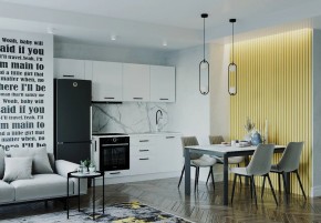 Кухонный гарнитур Белый Глянец 2550 (Стол. 26мм) в Кудымкаре - kudymkar.ok-mebel.com | фото