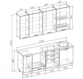 Кухонный гарнитур Дели 2200 (Стол. 26мм) в Кудымкаре - kudymkar.ok-mebel.com | фото 2