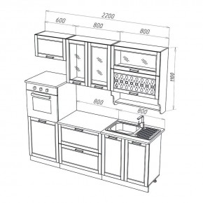 МИЛАНО Кухонный гарнитур 2,2 м Компоновка №3 (Орех) в Кудымкаре - kudymkar.ok-mebel.com | фото 2