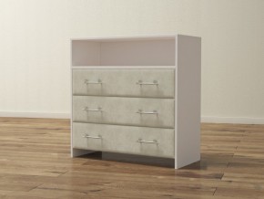 PROxSON Комод Varna (ЛДСП Белая+ткань Белый/Savana Milk (молочный)) 90x40 в Кудымкаре - kudymkar.ok-mebel.com | фото