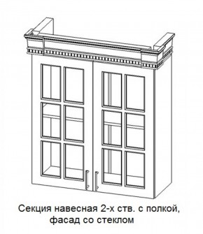 Секция навесная 2-х ств. с полкой "Верона", фасад со стеклом (800) в Кудымкаре - kudymkar.ok-mebel.com | фото