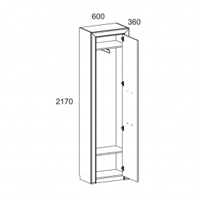 Шкаф 1DW, OLIVIA, цвет вудлайн крем/дуб анкона в Кудымкаре - kudymkar.ok-mebel.com | фото 2