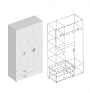 Шкаф 3-ств. с 2 ящ. "Сандра" в Кудымкаре - kudymkar.ok-mebel.com | фото