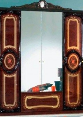 Шкаф 4-х дверный с зеркалами (01.144) Роза (могано) в Кудымкаре - kudymkar.ok-mebel.com | фото