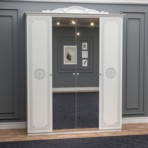 Шкаф 4-х дверный с зеркалами (12.244) Грация (белый/серебро) в Кудымкаре - kudymkar.ok-mebel.com | фото 1