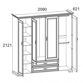 Шкаф 4D2S Z, TIFFANY, цвет вудлайн кремовый в Кудымкаре - kudymkar.ok-mebel.com | фото