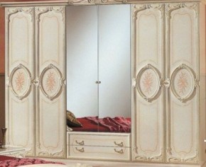 Шкаф 6-и дверный с зеркалами (01.146) Роза (беж) в Кудымкаре - kudymkar.ok-mebel.com | фото