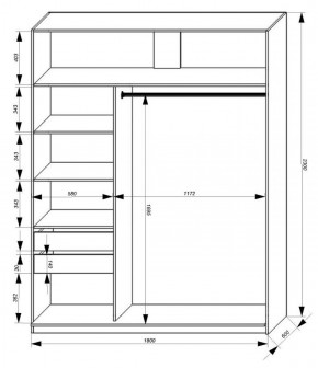 Шкаф-купе 1800 серии SOFT D1+D3+B2+PL1 (2 ящика+1штанга) профиль «Графит» в Кудымкаре - kudymkar.ok-mebel.com | фото 3