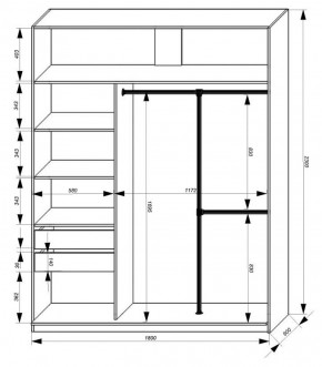 Шкаф-купе 1800 серии SOFT D8+D2+B2+PL4 (2 ящика+F обр.штанга) профиль «Графит» в Кудымкаре - kudymkar.ok-mebel.com | фото 3