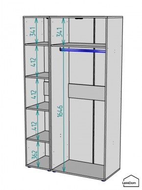 Шкаф Linnea MHR-3-1 2050х1200х510 (Графит-М 11.1.25) в Кудымкаре - kudymkar.ok-mebel.com | фото 3