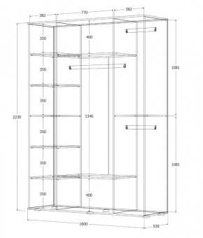 Шкаф Норден 1600 (Дуб Крафт золотой) в Кудымкаре - kudymkar.ok-mebel.com | фото 3