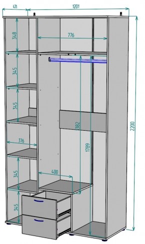 Шкаф Ольга H54 в Кудымкаре - kudymkar.ok-mebel.com | фото 2