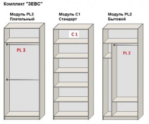 Шкаф распашной серия «ЗЕВС» (PL3/С1/PL2) в Кудымкаре - kudymkar.ok-mebel.com | фото 2