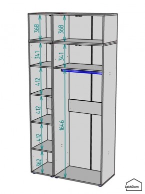 Шкаф с антресолью Linnea MHR-3A-1 2450х1200х510 (ДВ-М 11.1.25) в Кудымкаре - kudymkar.ok-mebel.com | фото 3