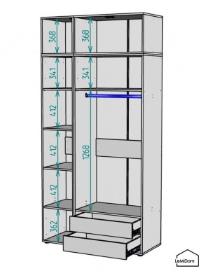 Шкаф с антресолью Linnea MHR-3A-2 2450х1200х510 (ДВ-М 11.1.25) в Кудымкаре - kudymkar.ok-mebel.com | фото 3