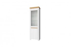 Шкаф с витриной  1V1D, TAURUS, цвет белый/дуб вотан в Кудымкаре - kudymkar.ok-mebel.com | фото