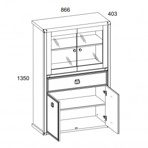 Шкаф с витриной 2V2D1SL, MAGELLAN, цвет Сосна винтаж в Кудымкаре - kudymkar.ok-mebel.com | фото 3