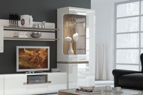 Шкаф с витриной 3D/TYP 01L, LINATE ,цвет белый/сонома трюфель в Кудымкаре - kudymkar.ok-mebel.com | фото 6