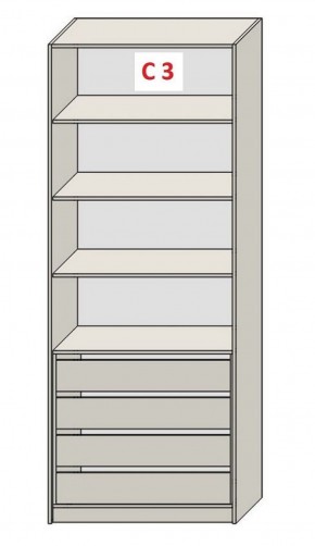 Шкаф СТАНДАРТ С3 4 ящика серия "ГЕСТИЯ" (Бело-серый/Дуб Небраска натуральный ) 800*520*2300 в Кудымкаре - kudymkar.ok-mebel.com | фото 2