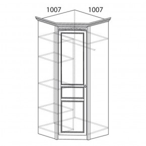 Шкаф угловой №183 "Лючия" Фасад зеркало (Угол 1007*1007) Дуб оксфорд в Кудымкаре - kudymkar.ok-mebel.com | фото 2