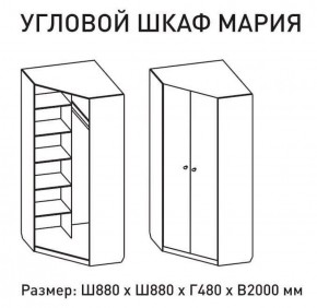 Шкаф угловой Мария 880*880 (ЛДСП 1 кат.) в Кудымкаре - kudymkar.ok-mebel.com | фото 2