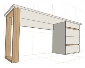 Стол письменный с тумбой 4 ящика (1650) в Кудымкаре - kudymkar.ok-mebel.com | фото 2