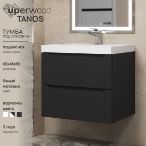 Тумба под раковину Uperwood Tanos 60 см, подвесная, черная матовая в Кудымкаре - kudymkar.ok-mebel.com | фото 3