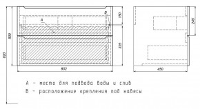 Тумба под раковину Uperwood Tanos 80 см, подвесная, белая/графит в Кудымкаре - kudymkar.ok-mebel.com | фото 7