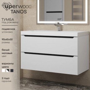 Тумба под раковину Uperwood Tanos 90 см, подвесная, белая/графит в Кудымкаре - kudymkar.ok-mebel.com | фото 3
