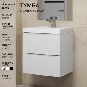 Тумба с раковиной Uperwood Tanos 50 см, подвесная, белая матовая в Кудымкаре - kudymkar.ok-mebel.com | фото 5
